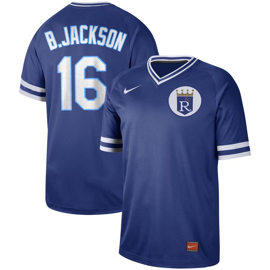 2019 Men MLB Kansas City Royals #16 B Jackson blue Nike Cooperstown Collection Jerseys->cincinnati reds->MLB Jersey